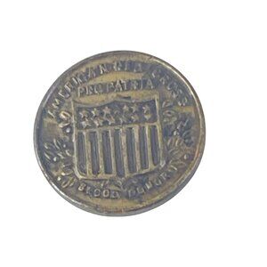 Antique Military Brass Uniform Button With Shield Design American Red Cross